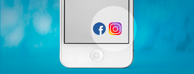 Imagem apresenta tela de smartphone com ícones das redes sociais "Facebook" e "Instagram" em destaque.